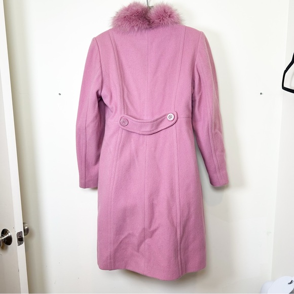 Marshall Fields vintage pink wool overcoat size 6 fox fur collar fairy Barbie - Picture 2 of 11